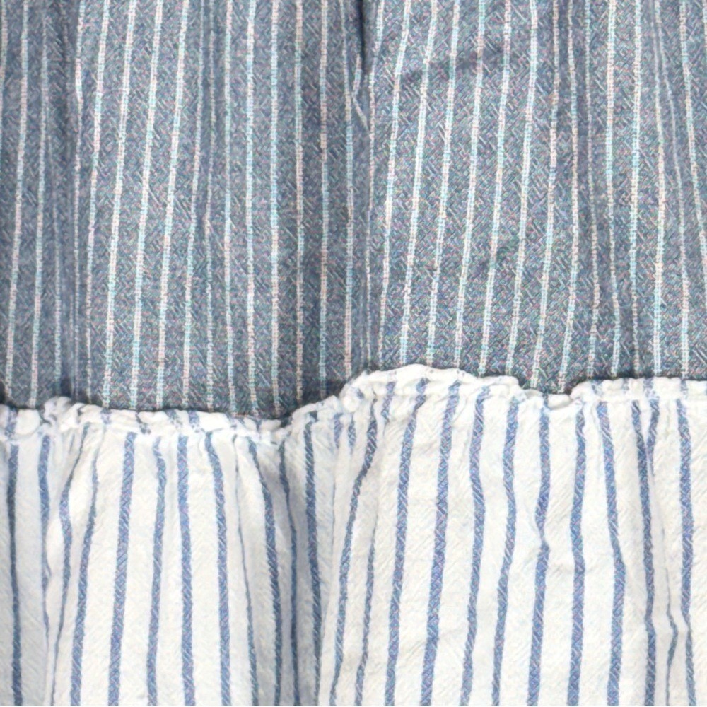 Life Style Striped Blue Tiered Chambray Cotton Skirt size Medium - Picture 2 of 6